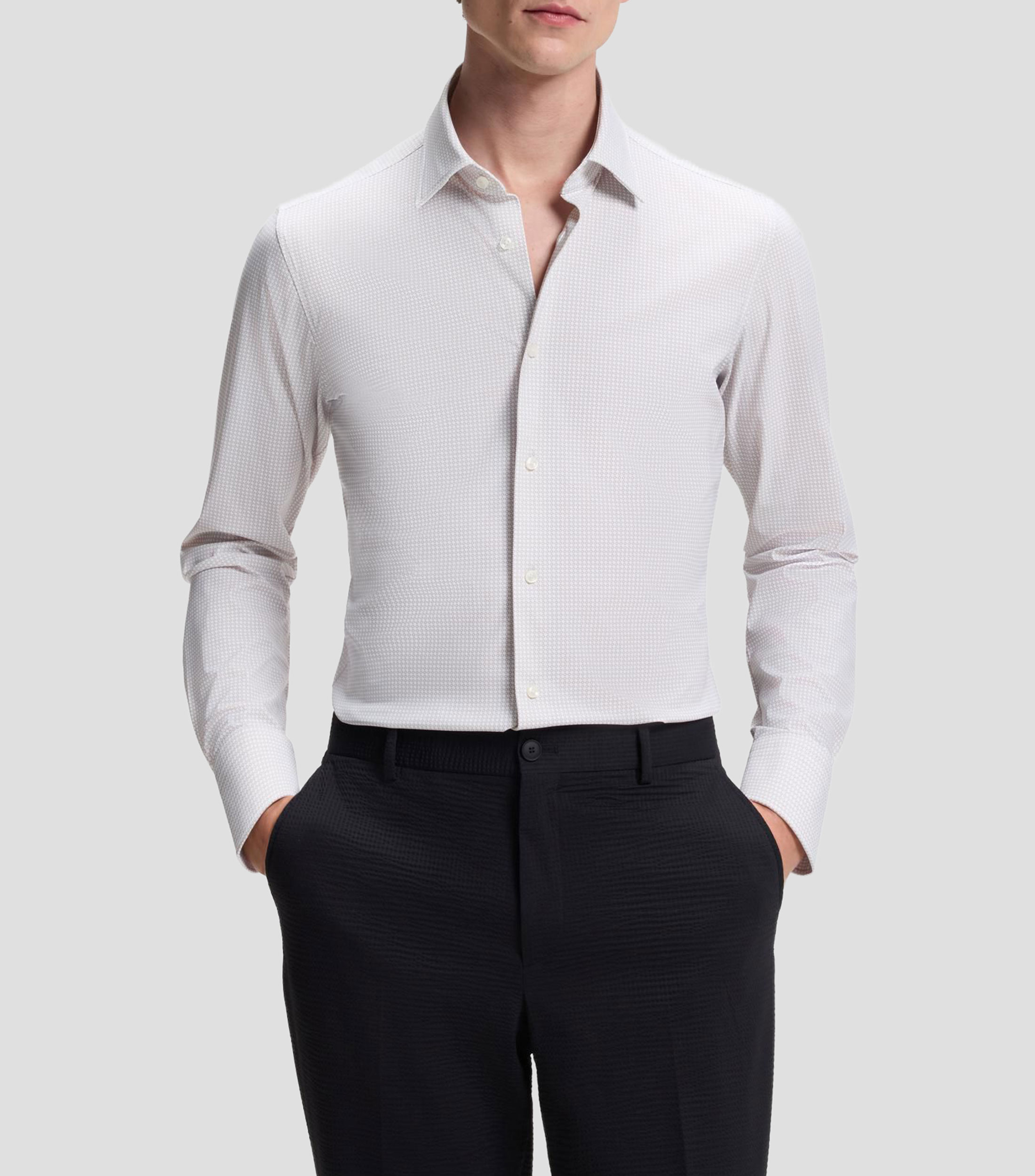 Camisa microdiseño manga larga Hombre